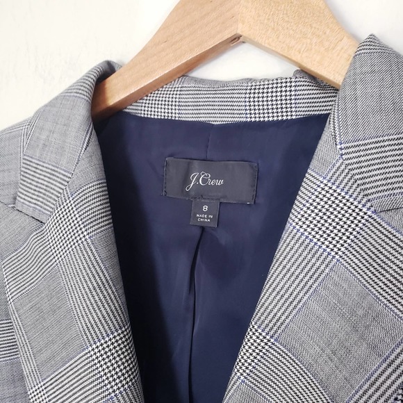 J. Crew Glen Plaid Wool Ruffle Double Breasted Blazer Jacket - Picture 12 of 13